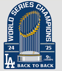 Image 1 of 2025 Back-to-Back World Series Champion Los Angeles Dodgers Decal Sticker | 4” Full Color