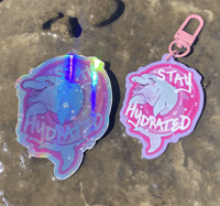 Stay Hydrated! Dolphin Keychain + Sticker Set