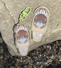 Image 1 of Rain Frog Icecream Keychain + Sticker Set