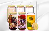 Image 1 of Eco-Friendly Glass Tumbler with Bamboo Lid & Reusable Straw