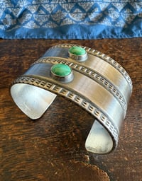 Image 1 of WL&A Handmade Heavy Ingot Green Royston Two Lane Cuff - Size 7 to 7.5 Wrist - 120 Grams 