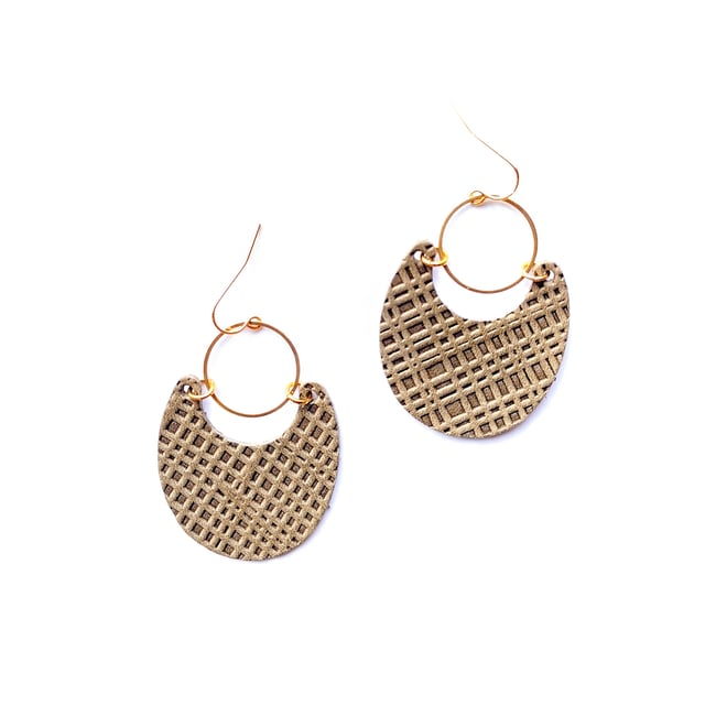 NEW Olive Leather Statement Earrings 