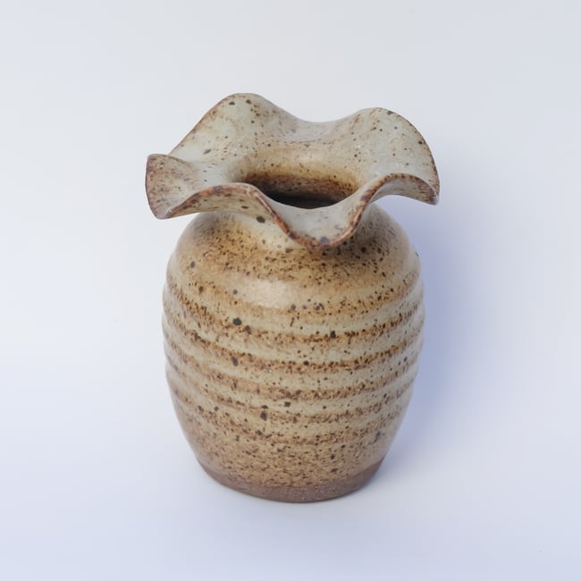 Pottery Scalloped Edge Vase