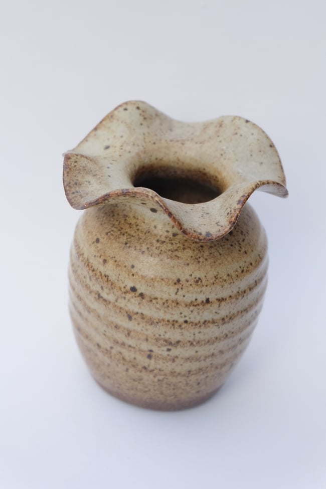 Pottery Scalloped Edge Vase