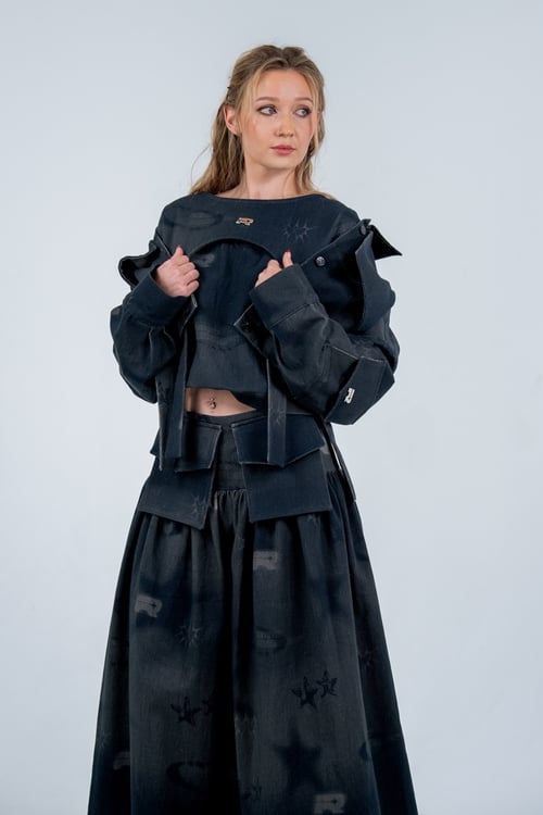 Image of Orbit Denim Midi Skirt