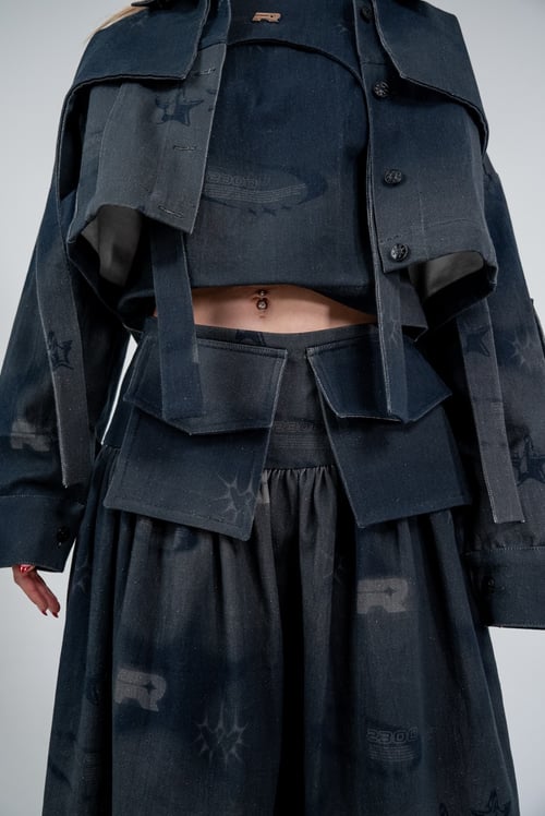 Image of Orbit Denim Midi Skirt