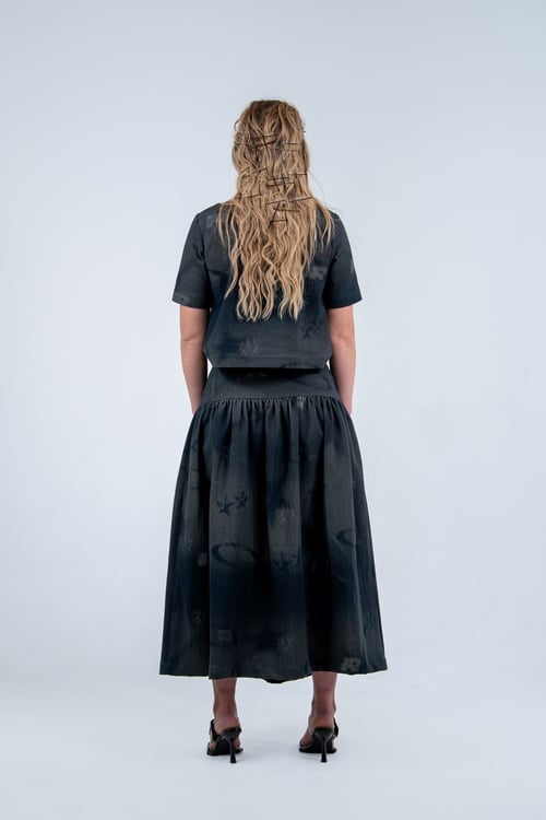 Image of Orbit Denim Midi Skirt