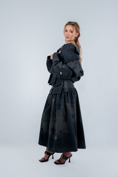 Image of Orbit Denim Midi Skirt