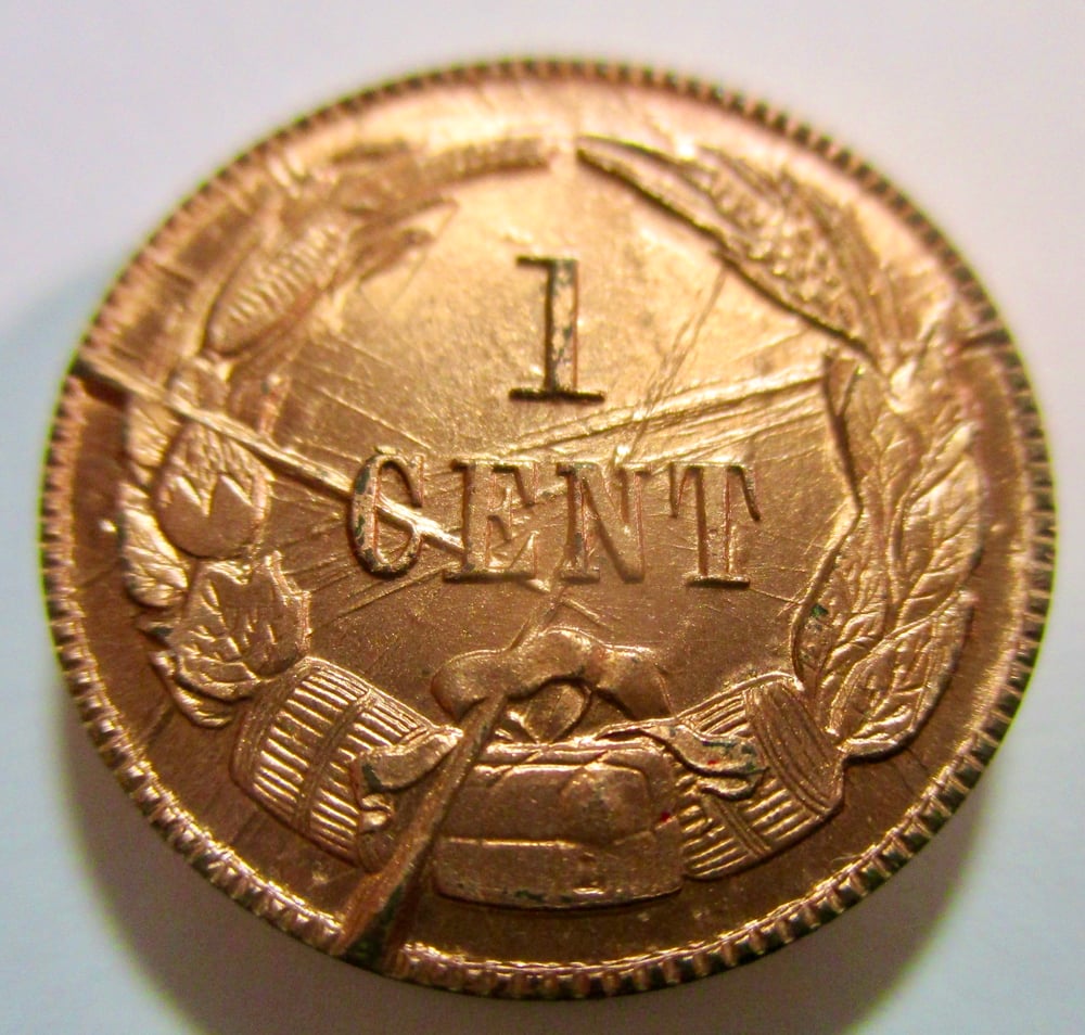 #165-CIVIL WAR SALE: GEM BASHLOW CONFEDERATE CENT WITH DOUBLING ON DATE