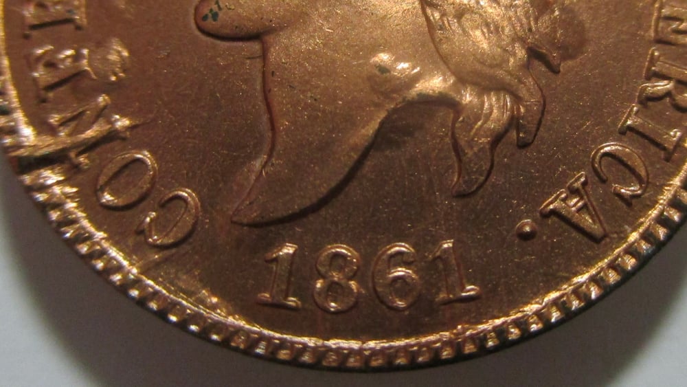 #165-CIVIL WAR SALE: GEM BASHLOW CONFEDERATE CENT WITH DOUBLING ON DATE