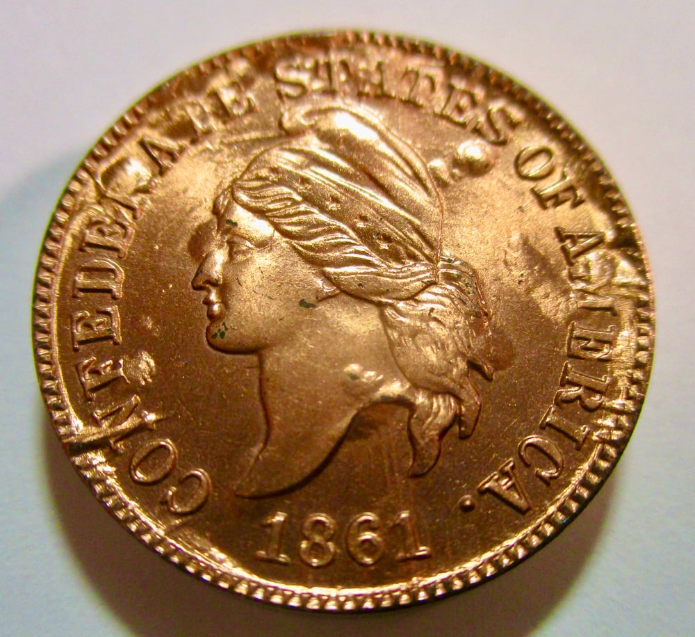 #165-CIVIL WAR SALE: GEM BASHLOW CONFEDERATE CENT WITH DOUBLING ON DATE