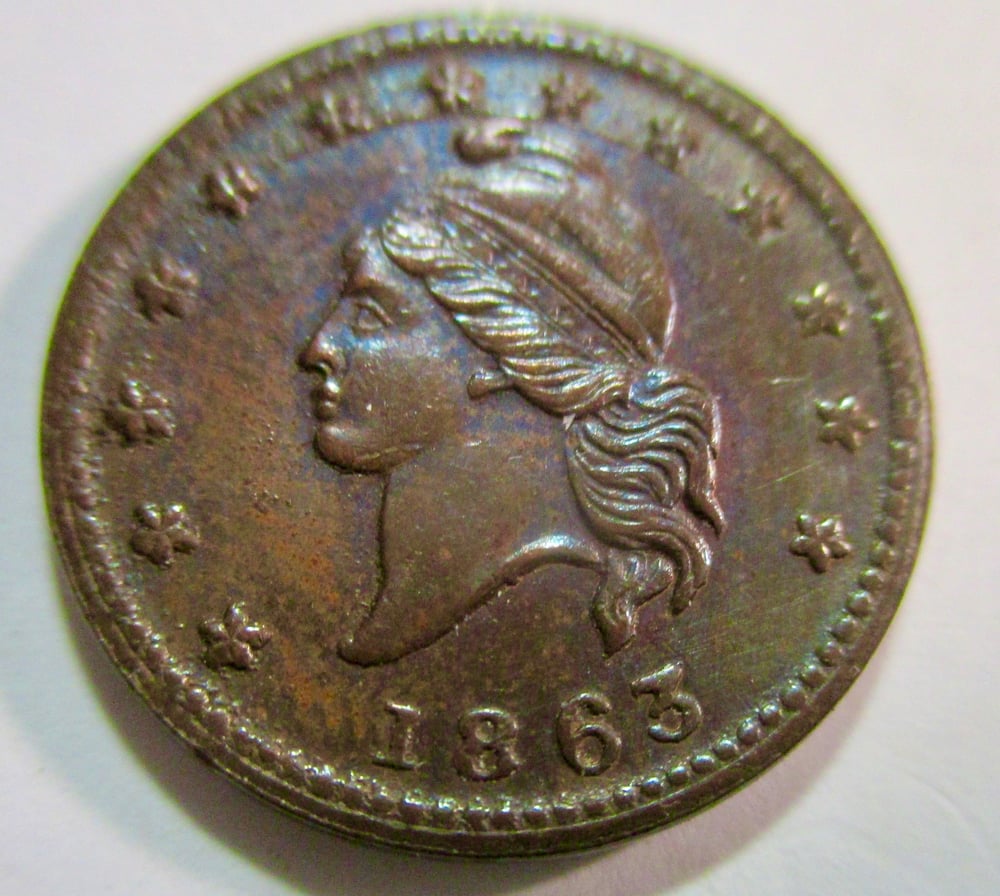 #164-CIVIL WAR SALE: BEAUTIFUL LIGHTLY TONE ARMY & NAVY TOKEN