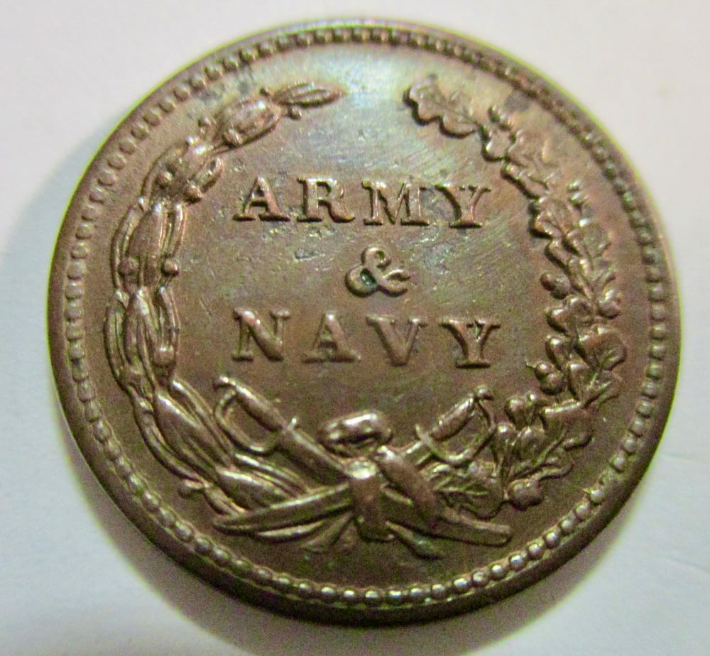 #164-CIVIL WAR SALE: BEAUTIFUL LIGHTLY TONE ARMY & NAVY TOKEN