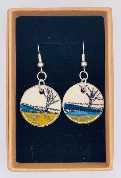 Image of Ceramic and gold lustre earrings (#810)
