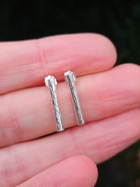 Image 2 of Hammered Bar of Silver -  Stud Earrings 