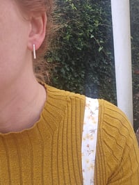 Image 1 of Hammered Bar of Silver -  Stud Earrings 