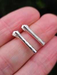 Image 4 of Hammered Bar of Silver -  Stud Earrings 
