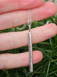 Image 7 of Ready to ship! Sterling Silver Hammered Bar Necklace 