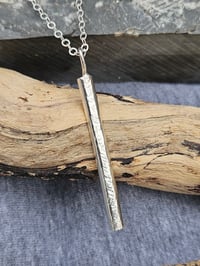 Image 4 of Ready to ship! Sterling Silver Hammered Bar Necklace 