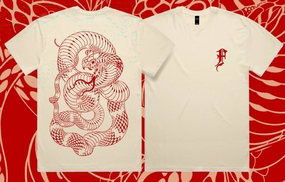 Image of CREAM/RED YEAR OF THE SNAKE TEE