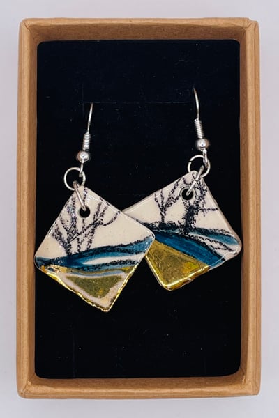Image of Ceramic and gold lustre earrings (#831)