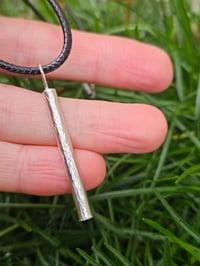 Image 6 of Mens Necklace - Sterling Silver Hammered Bar 