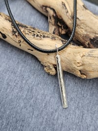 Image 3 of Mens Necklace - Sterling Silver Hammered Bar 