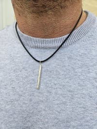 Image 5 of Mens Necklace - Sterling Silver Hammered Bar 