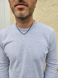 Image 4 of Mens Necklace - Sterling Silver Hammered Bar 