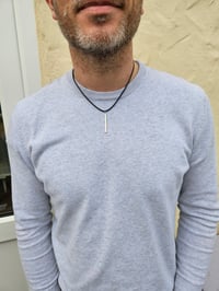 Image 1 of Mens Necklace - Sterling Silver Hammered Bar 