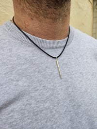Image 2 of Mens Necklace - Sterling Silver Hammered Bar 