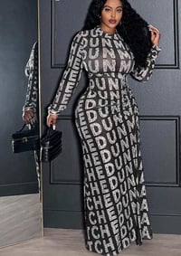 Image 1 of Lettered Long Sleeve Maxi Dress