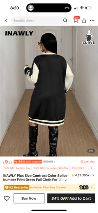 Image 2 of Knee Length Varsity Sweater Dress