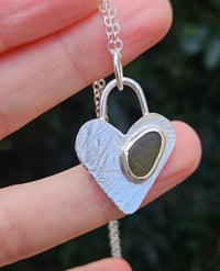 Image 2 of Ocean Heart - with dark green Cornish Seaglass 