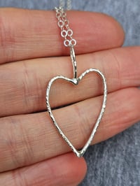 Image 2 of Shimmering Heart - Medium Sterling Silver Wire Heart Necklace 