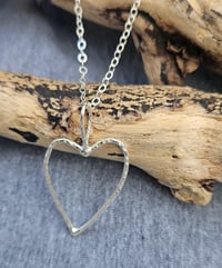 Image 1 of Shimmering Heart - Medium Sterling Silver Wire Heart Necklace 