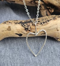 Image 6 of Shimmering Heart - Medium Sterling Silver Wire Heart Necklace 