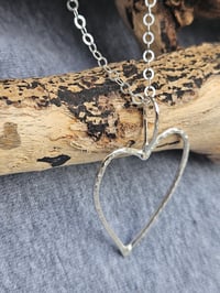 Image 7 of Shimmering Heart - Medium Sterling Silver Wire Heart Necklace 