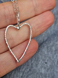 Image 8 of Shimmering Heart - Medium Sterling Silver Wire Heart Necklace 