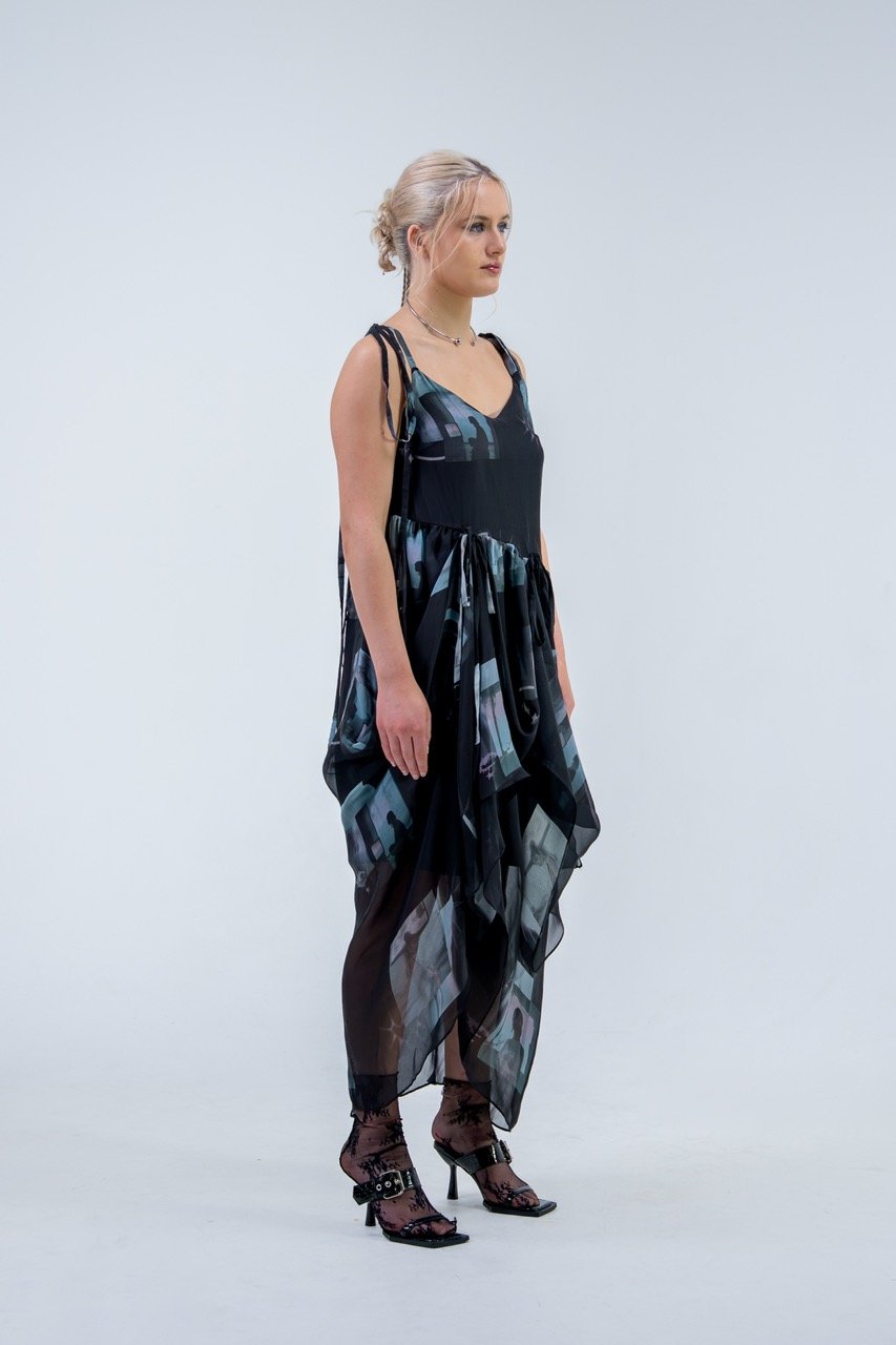 Image of Cascade Dress in Flicker State Silk