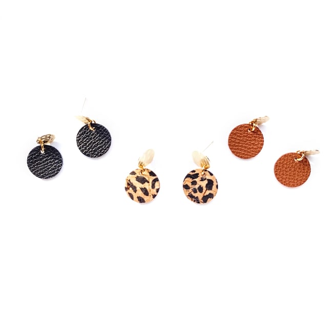 Akena Black Leather Studs 