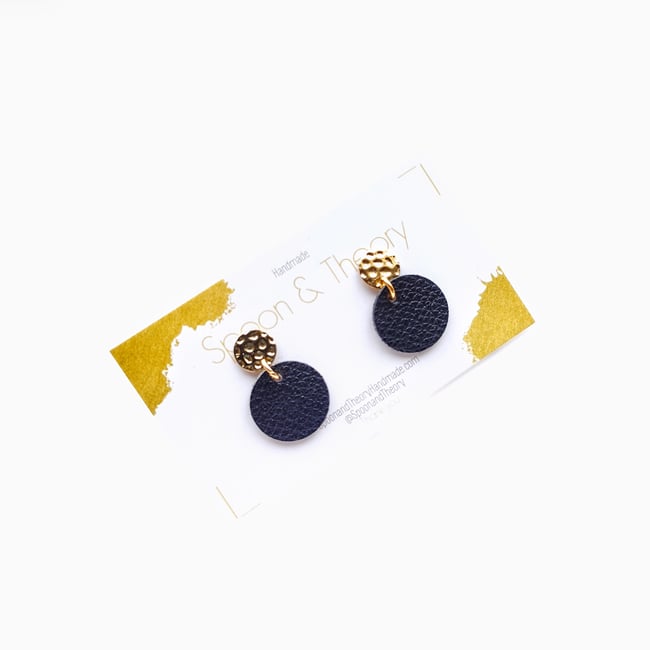 Akena Black Leather Studs 