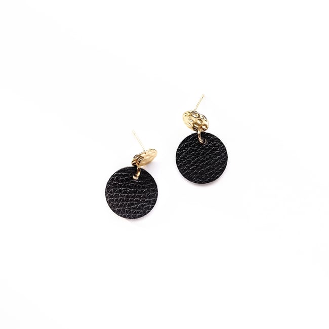 Akena Black Leather Studs 