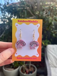Dancin’ Mushy Polymer Clay Earrings- Pastel Mushroom Dangles
