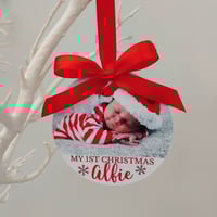 Personalised Photo Bauble, 1st Christmas Tree Decoration Gift,Acrylic Photo Bauble