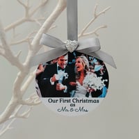 Personalised Photo Bauble, 1st Christmas as Mr & Mrs  Tree Decoration Gift,Acrylic Photo Bauble
