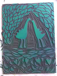 Image 2 of Red and Black Kissing Birds (unframed)