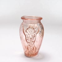Image 1 of Petit vase rosaline à jacinthe Art Déco en verre rosaline vintage 1930  - Vase verre rose