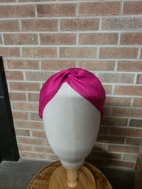 Image 4 of Pure Linen Twist Headband in Fuschia
