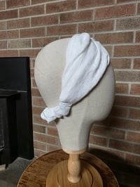 Image 3 of Pure Linen Twist Headband in White